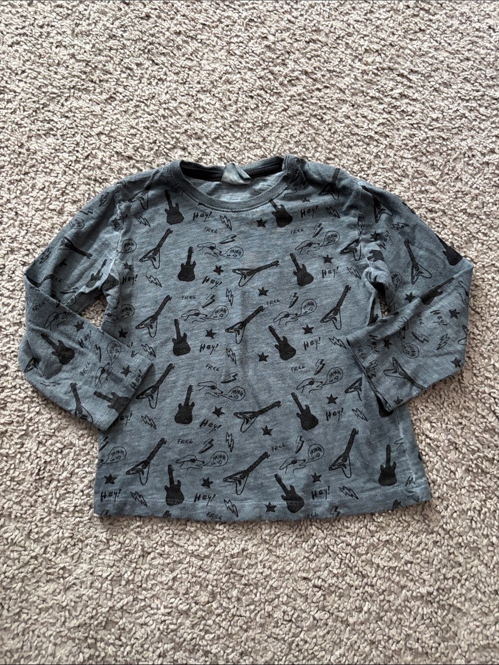 Zara Grey Long-Sleeve Guitar Print Tee